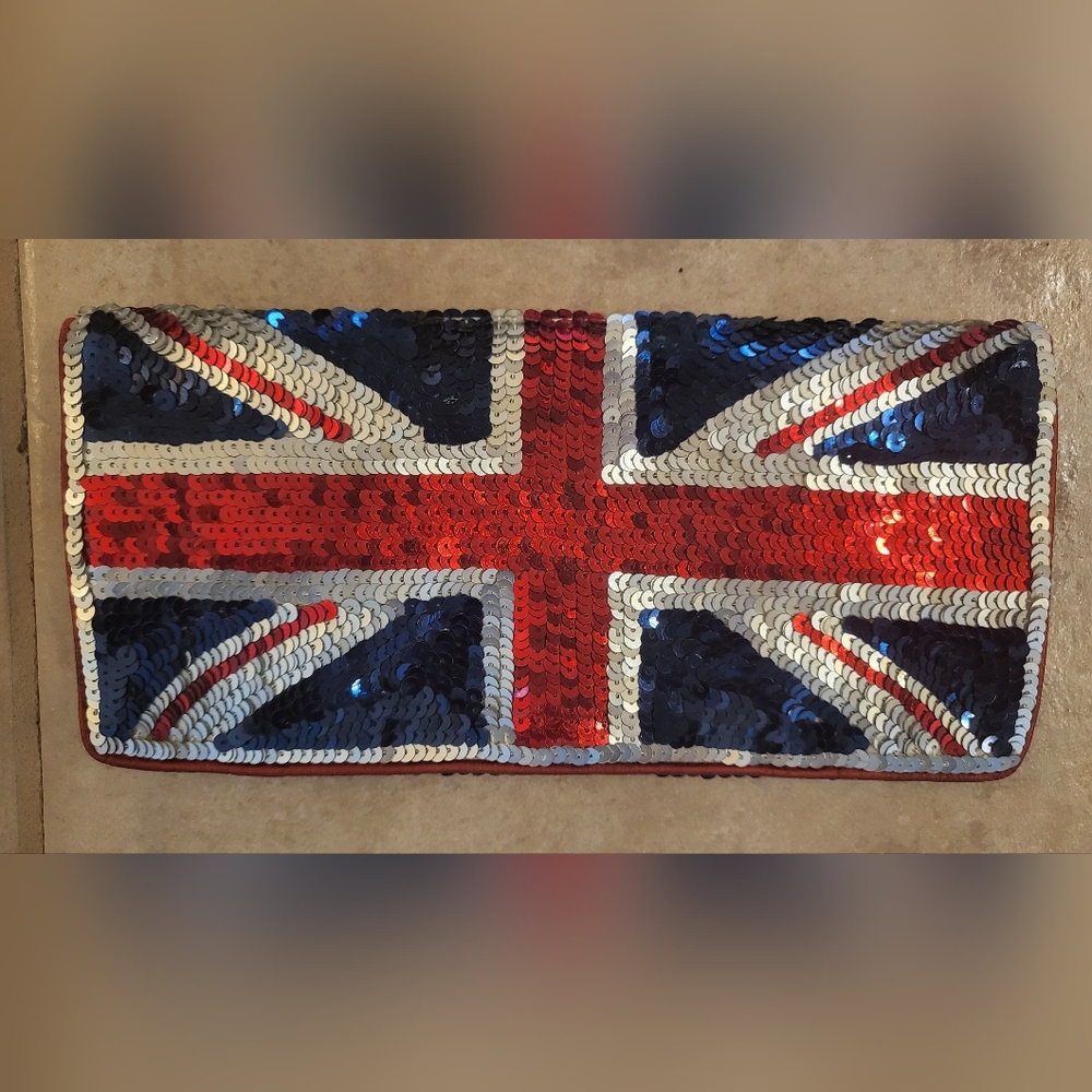 Union Jack Sequin Clutch